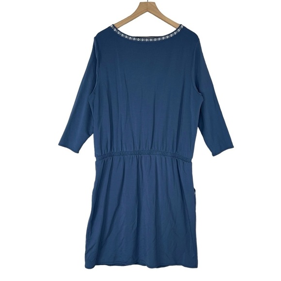 Garnet Hill Dress XL Casual Pull On 3/4 Sleeve Cottagecore Boho Embroidered Soft - Picture 6 of 12